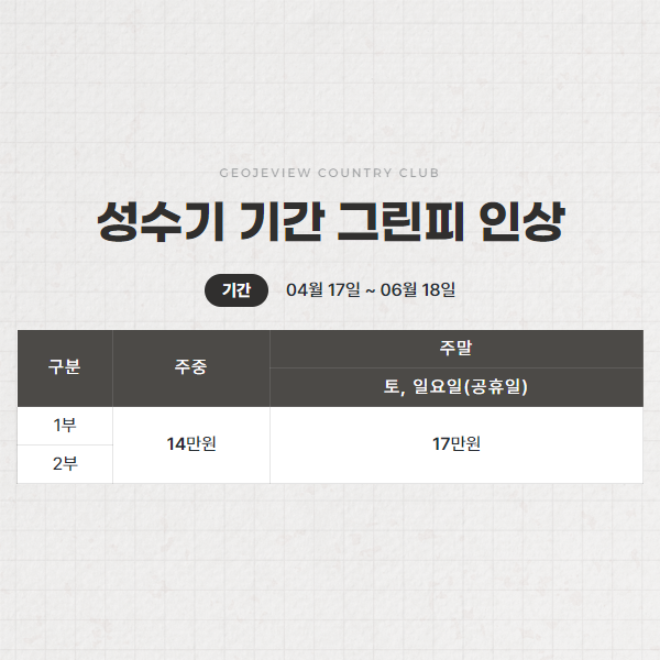 성수기 기간 그린피 인상